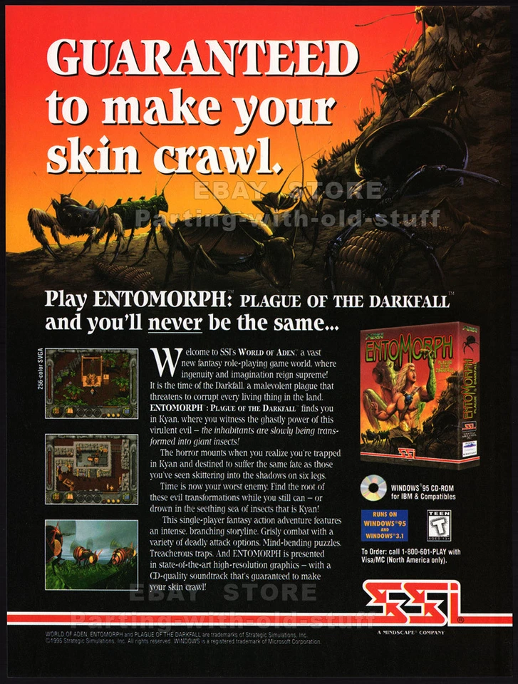 ENTOMORPH__Original 1995 print AD / SSI game promo__PC_CD advert__World of Aden - Image 1 of 1