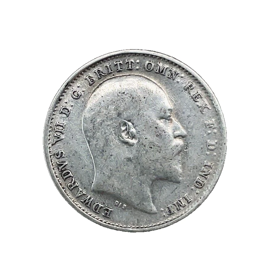 1909 GREAT BRITAIN 3 pence Edward VII  .925 Silver Coin  Km 797.2 - Image 1 of 4