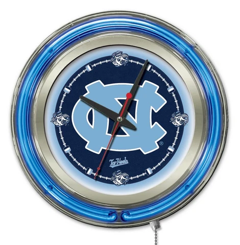 North Carolina Tar Heels HBS Neon Blue College Battery Powered Wall Clock (15") Cover