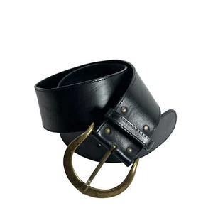 Vintage GRUPO MASSIMO DUTTI Belt Boho Western 100% Cow Leather Black Belt 80cm - Picture 1 of 9