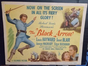 Title Card 1948 THE BLACK ARROW Louis Hayward Janet Blair R L Stevenson swords