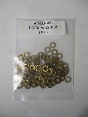 AERONAUTICAL STANDARDS AN935-10L Lock Washer #10 Split Helical Plated Steel - Lot of 100