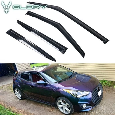 Fits 11-18 Hyundai Veloster Acrylic Window Visors Rain Guard Deflector 4PCS - Image 1 of 4