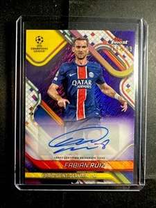2024-25 Topps Finest UEFA Club Competitions Fabian Ruiz Purple Auto /199 PSG - Picture 1 of 2