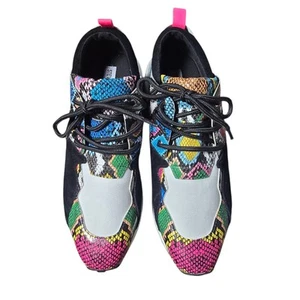 Steve Madden Women's 12 Cliff Snake Print Round Toe Lace Up Sneakers No Box - Picture 1 of 9
