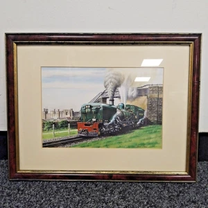 WHR Dampflok Zug Aquarell Druck von David Perrin gerahmt 17,5"X13,5" - Bild 1 von 22