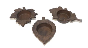 3 Votivkerzenhalter Gusseisen Herbst Eiche Ahornblatt - Bild 1 von 3