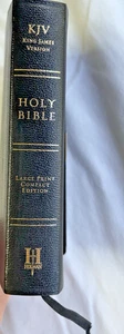 KJV Large Print Compact Bible Black Snap Flap Bonded Leather Red Letter w/maps - Picture 1 of 11