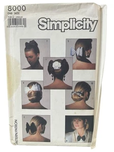 Simplicity 8000 fiocco per capelli modello da cucire taglia unica vintage - Foto 1 di 2