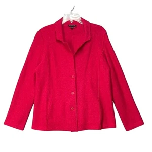 EILEEN FISHER roter leichter minimalistischer Blazer Jacke aus gekochter Wolle Shacket M - Bild 1 von 10