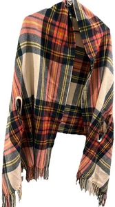 J. Crew Karo Schal Halstuch Fransen Armschlitze - Bild 1 von 6