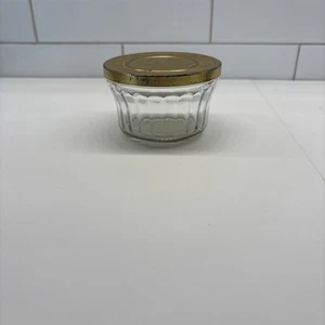 Vintage Hazel Atlas Jelly Glass Jar Metal Tin Lid Dish  Small Trinket Storage - Picture 1 of 8