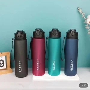 1pc Blue 750ML Sports Water Bottle | Leak-Proof | Time Marker | Straw & Sip Lid - Picture 1 of 11