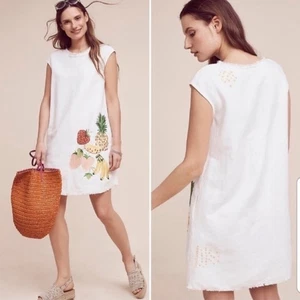 Holding Horses Anthropologie White Linen Fruit Salad Dress size small - Picture 1 of 13