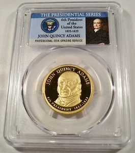 2008-S PCGS PR70DCAM JOHN QUINCY ADAMS PRUEBA DE DÓLARES CAMAFEO PROFUNDO $1 PR 70 DC - Imagen 1 de 3