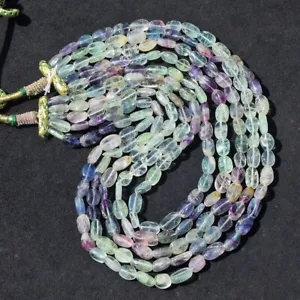 Auténtico collar de 5 hilos con cuentas de fluorita multicolor 909,00 quilates AK 20 E544 - Imagen 1 de 4