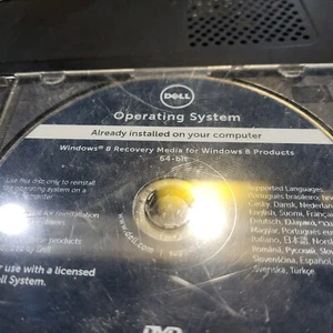 Microsoft Windows 8 64 Bit DELL Media Reinstallation Recovery DVD Disk - Picture 1 of 2