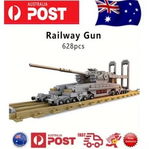 628pcs Police Train Cannon Building Blocks with Track Military Model Gift Set - Picture 1 of 13