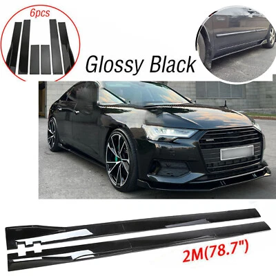 For Audi Quattro Side Skirt Extension Splitter Spoiler Lip 2m/78.7inch Glossy O Foto 1 de 4