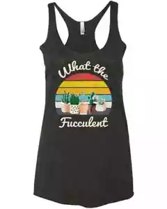 What The Fucculent Funny Succulent Gift Ideas For Cactus Lovers Racer Tank Top - Picture 1 of 6