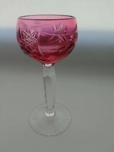 Vaso de licor de vino tinto rosa cristalino Beyer Alemania cortado a transparente - Imagen 1 de 12