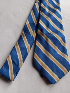Cravate homme Daniel Hechter en soie rayée bleue , silk tie blue and yellow - Imagen 1 de 11