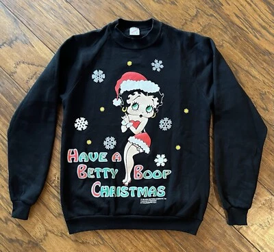 Sudadera De Colección Betty Boop Para Mujer LG 1994 Navidad Pullover Jerzees Hecha en EE. UU. Foto 1 de 4