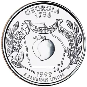 1999 D Georgia State Quarter. Uncirculated From US Mint roll. - Picture 1 of 3