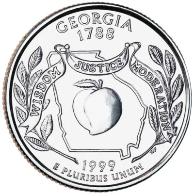 1999 D Georgia State Quarter.  Uncirculated From US Mint roll. - Image 1 of 3