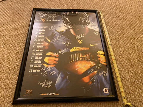 west virginia mountaineers wvu 2014 signed autograph football poster framed Cover