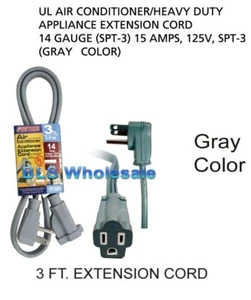 3ft Appliance AC Heavy-Duty Electrical Extension Power Cord Electric Cable Gray - Picture 1 of 1