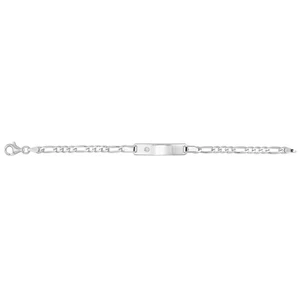 Sterling Silver Babies' Figaro CZ Set ID Baby Bracelet 5.40 Grams - Gift Boxed - Picture 1 of 3
