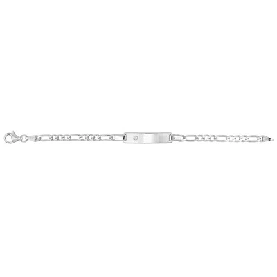 Sterling Silver Babies' Figaro CZ Set ID Baby Bracelet 5.40 Grams - Gift Boxed - Image 1 of 3