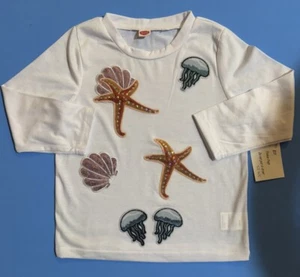 Girls Sz 4/5 Long Slv White T Shirt Embellished Sequin Ocean Theme Motifs NWT - Picture 1 of 11