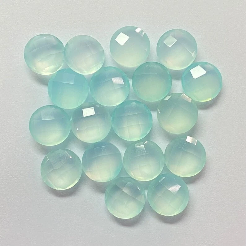 Aqua Chalcedony Round Shape Briolette Cut Natural Gemstone, Loose Stones - Image 1 of 4