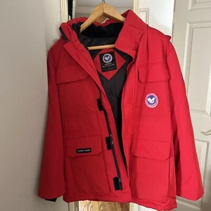Classic Vogue Red X Large Down Jacket Multiple Pockets New Without Tags - Imagen 1 de 7
