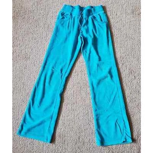 Girl's Blue Velour Flare Leg Pants with Drawstring Waist and Front Pockets 10/12 - Picture 1 of 10