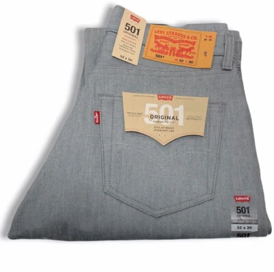 Levis 501 Shrink To Fit Button Fly Jeans Color Silver Gray Rigid 1403 - Image 1 of 3