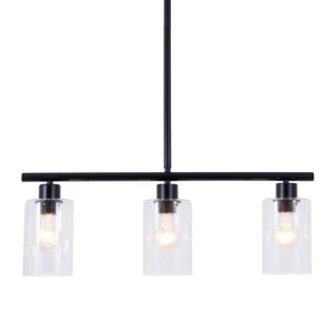 3 Lights Linear Chandelier Glass Pendant Lamp Kitchen Island Ceiling Fixtures - Picture 1 of 20
