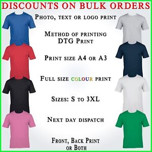 Your Image text Photo Here Custom T Shirt Printing Personalised Stag Hen Party