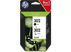 More details for hp 302 black &amp; colour ink cartridges for hp printers (x4d37ae) exp sept 2025