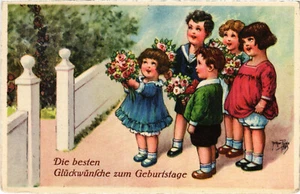 PC ARTISTA FIRMADO, ARTHUR THIELE, GEBURTSTAGE, postal vintage (b59294) - Imagen 1 de 2