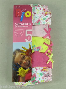 RIO Girls 5 Pack Cotton Briefs Underwear sizes 2 3 4 Colour Multi Butterfly - Picture 1 of 3