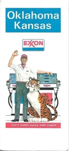 1979 EXXON Tiger Road Map OKLAHOMA KANSAS Tulsa Wichita Topeka Lake Texoma - Picture 1 of 4
