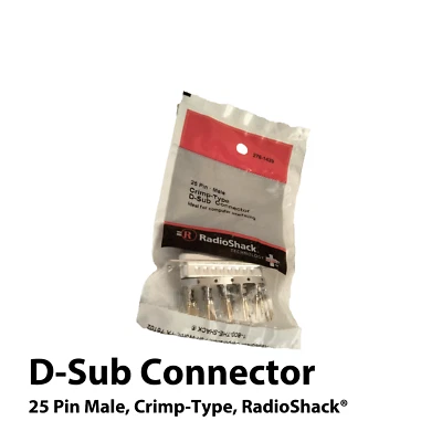 Crimp-Type D-Sub Connector, 25 Pin Male, RadioShack®, for Computer Interfacing - Image 1 of 4