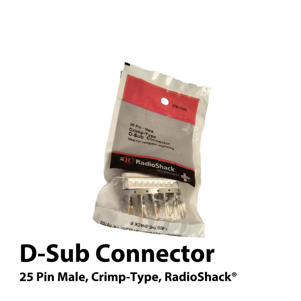 Crimp-Type D-Sub Connector, 25 Pin Male, RadioShack®, for Computer Interfacing - Image 1 of 4