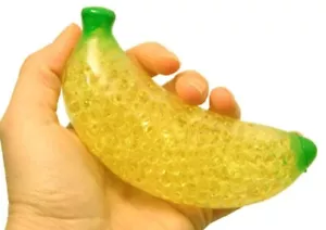 SQUEEZY BANANA STRESS TOY SQUEEZY SQUISHY FRUIT TROPICAL - Picture 1 of 7