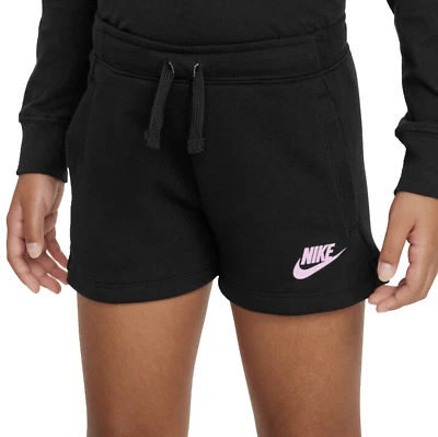 耐克 Little Kids' Girls' Club 抓绒短裤 尺寸 5 (4-5) 黑色 粉红色 — 第 1/4 张图片