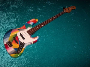 Beautiful custom painted Jazz Bass Fender American USA guitar vintage design - Picture 1 of 4