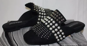 Jeffrey Campbell Ravis Black suede silver embellished mules shoes NEW! - Picture 1 of 5